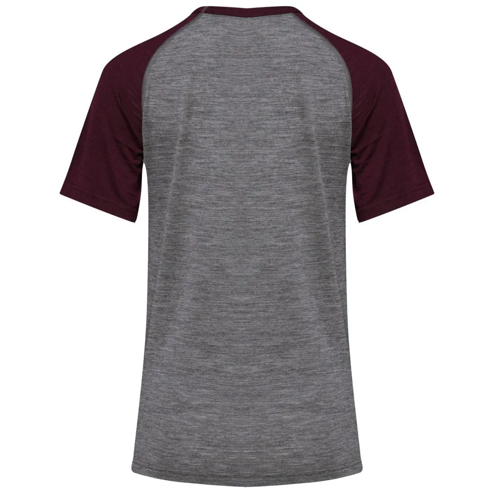 Womens Merino 150 Raglan Baseball Tee (Charcoal/Wine)